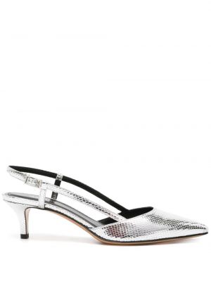 Pantofi cu toc din piele Isabel Marant argintiu
