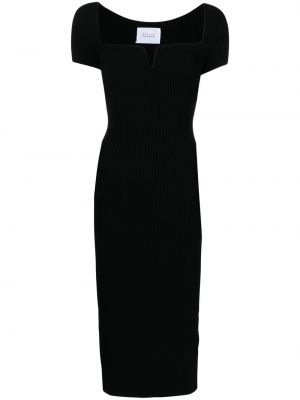 Viskózové přiléhavé pletené šaty s výstřihem do v Galvan - černá