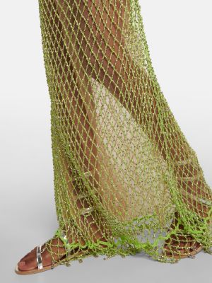 Μάξι φόρεμα με χάντρες από διχτυωτό Self-portrait πράσινο