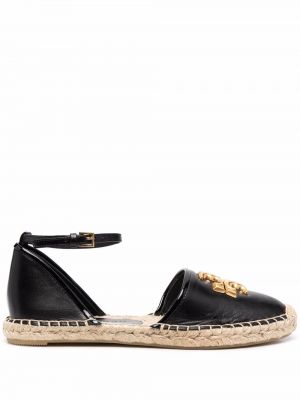 Läder espadrillos Tory Burch svart