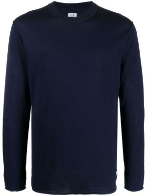Памучен пуловер с кръгло деколте C.p. Company синьо