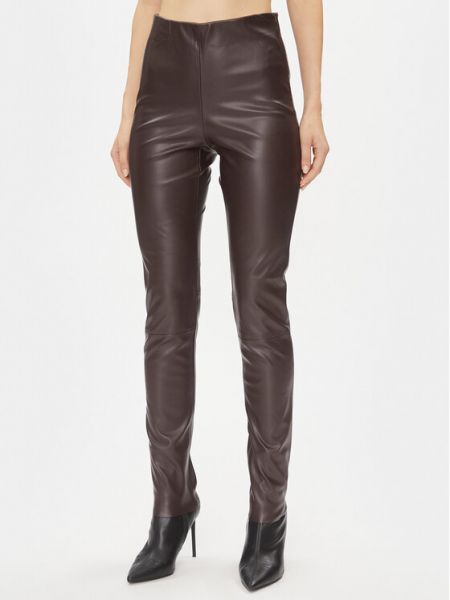 Кожаные брюки скинни Bruuns Bazaar коричневые