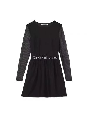 Sukienka mini z długim rękawem Calvin Klein Jeans czarna