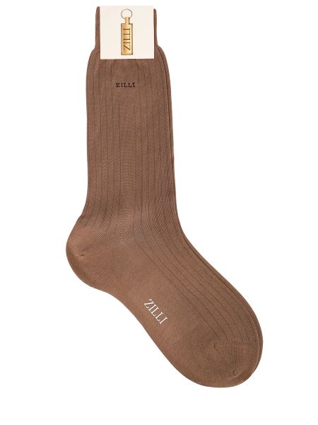 Хлопковые шелковые носки Zilli коричневые