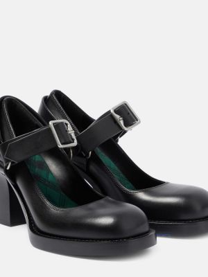 Кожени полуотворени обувки Burberry черно