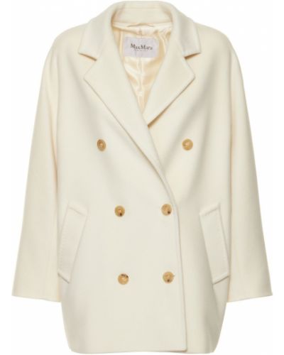 Μάλλινο κοντό παλτό κασμίρ Max Mara λευκό