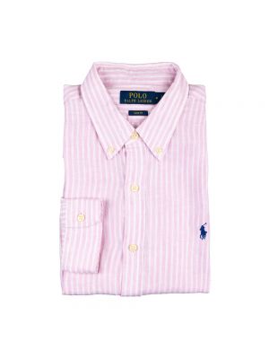 Koszula slim fit w paski Ralph Lauren różowa