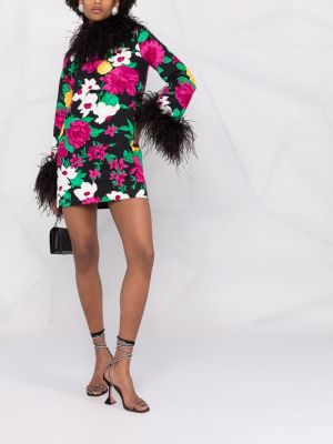 Mini vestido de flores con estampado Saint Laurent negro