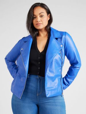 Priliehavá kožená bunda z ekologickej kože Only Carmakoma modrá