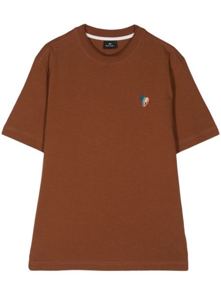 T-shirt brodé en coton à imprimé zèbre Ps Paul Smith marron
