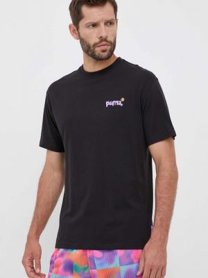 Памучна тениска с дълъг ръкав с принт Puma черно
