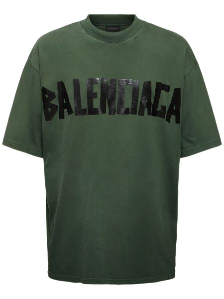 Памучна тениска Balenciaga зелено