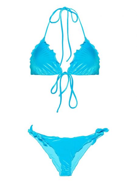 Samt bikini mit rüschen Mc2 Saint Barth blau