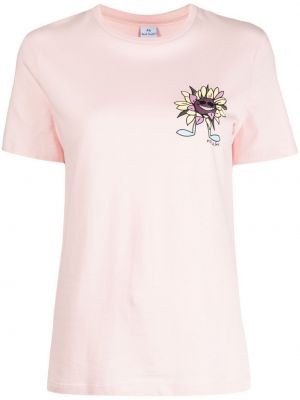 Bavlněné tričko s potiskem Ps Paul Smith růžové