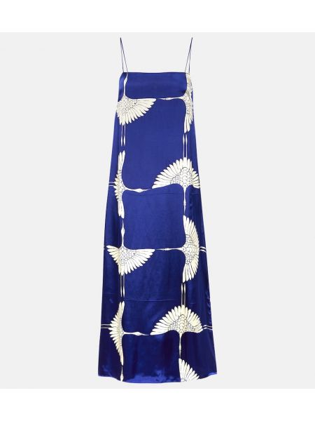 Midi haljina s printom Khaite plava