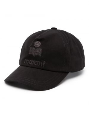 Cappello con visiera di cotone con stampa Isabel Marant nero