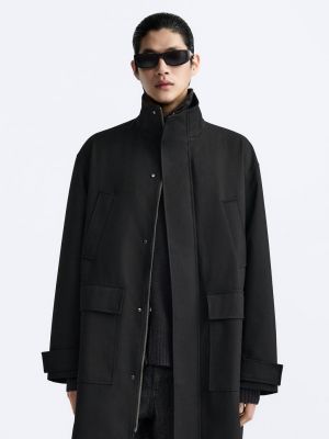 Пальто с карманами Zara черное