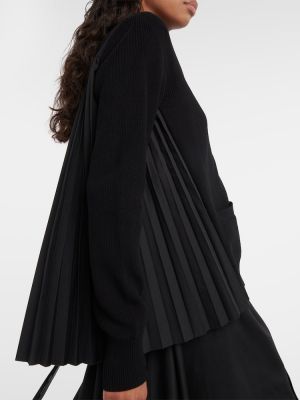 Cardigan en coton plissé Sacai noir