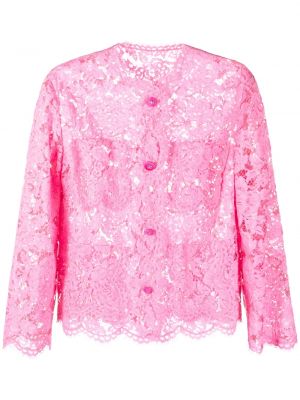 Geacă cu nasturi din dantelă Dolce & Gabbana roz