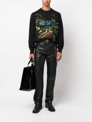 Pullover mit stickerei Versace schwarz