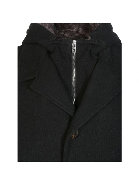 Abrigo de invierno de cuero de lana con bolsillos Gimo's negro