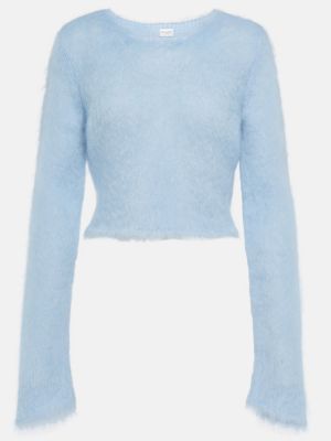 Moherowy sweter Saint Laurent niebieski