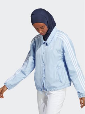 Pruhovaná bunda relaxed fit Adidas modrá
