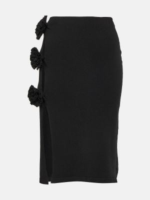 Midi krilo z nizkim pasom s cvetličnim vzorcem Jean Paul Gaultier črna