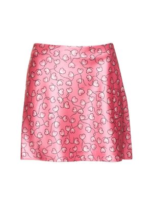 Saténové mini sukně s potiskem Rotate růžové