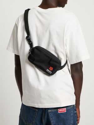 Nylonowa torba na ramię z nadrukiem Kenzo Paris czarna