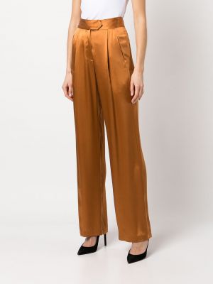 Hedvábné saténové kalhoty relaxed fit Michelle Mason oranžové