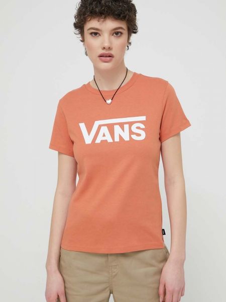 Koszulka bawełniana Vans pomarańczowa