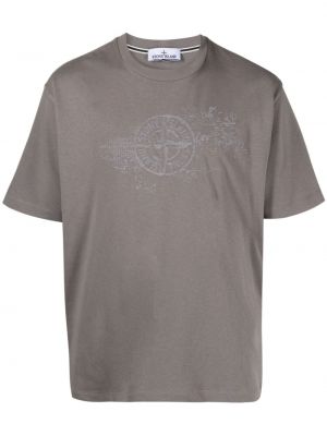Bavlněné tričko s výšivkou Stone Island šedé