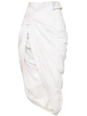 Drapovaný bavlnená midi sukňa Alexander Wang biela