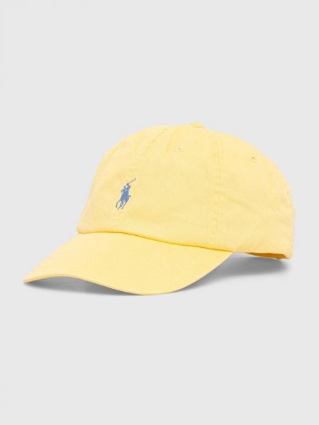 Желтая однотонная хлопковая кепка Polo Ralph Lauren