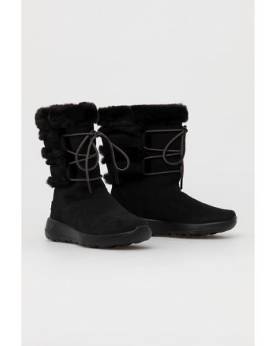 Čizme za snijeg od brušene kože Skechers crna