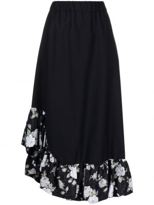 Comme Des Garçons Noir Kei Ninomiya floral-hem asymmetric skirt - Nero Comme Des Garçons Noir Kei Ninomiya