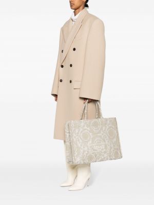 Shopper large en jacquard Versace beige