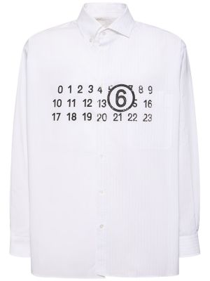 Chemise en coton à imprimé Mm6 Maison Margiela blanc