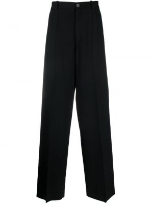 Vlněné rovné kalhoty relaxed fit Balenciaga černé