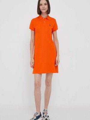 Sukienka mini bawełniana Polo Ralph Lauren pomarańczowa