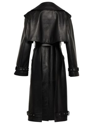 Kožený kabát Alexander Mcqueen čierna