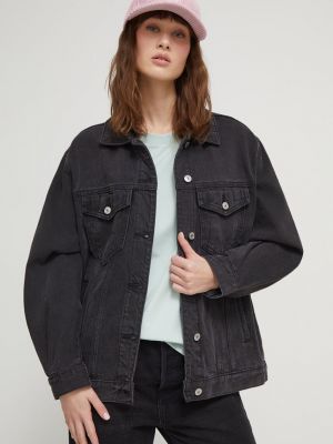 Kurtka jeansowa oversize Abercrombie & Fitch czarna