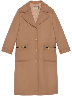 Plstěný vlněný kabát Gucci hnědý