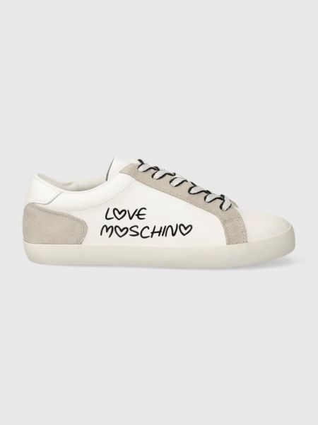 Sneakersy skórzane Love Moschino białe