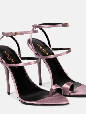 Růžové saténové sandály Saint Laurent