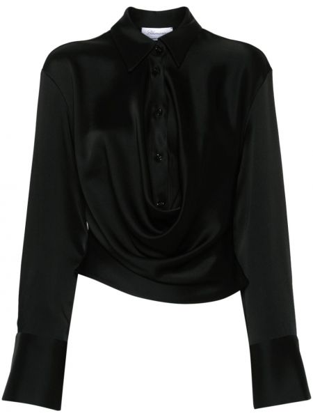 Satenska košulja s draperijom Blumarine crna