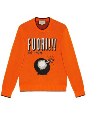 Пуловер с принт Gucci оранжево