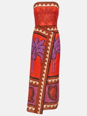Midi haljina s printom Johanna Ortiz crvena