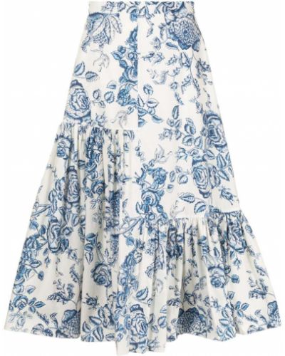 Falda midi de flores con estampado Erdem azul